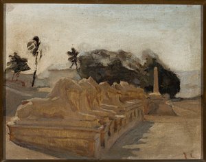 Sfinksalléen i Amons tempel i Karnak. Fra en reise til Egypt av Jan Ciągliński