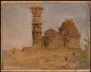 Forlatt antikt tempel i Chittorgarh. Fra en reise til India av Jan Ciągliński