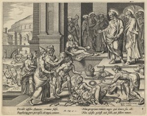 Lignelsen om Ananias og Sapphira, tidlig på 1600-tallet. av Jan Claesz Visscher