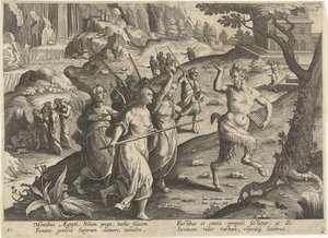 Vrouwen verjagen een sater Jachttaferelen (serietittel) Jakten på vilt, fugl og fisk i Bestiary (serietittel)
