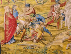 flamsk billedvev. Serien The conquest of Tunis: Take of Tunis. Tegner Jan Cornelisz Vermeyen. Studio Willem de Pannemaker, Brussel. Ca 1545. Detalj.
