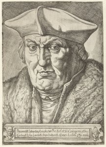 Portrett av Erard de la Marck, prins-biskop av Liège Reurendill Euhardus Amarka ... bulliacen Comes Lossen (tittel på objekt) av Jan Cornelisz Vermeyen