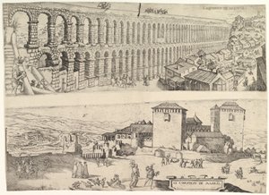 Akvedukten ved Segovia og slottet i Madrid, 1500-1599. av Jan Cornelisz Vermeyen