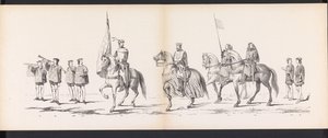 Maskerade av Leiden-studentene, 1865 (plate 11) Kostymert prosesjon holdt av medlemmene av Leiden studentkorps 6. juni 1865, for å feire 290-årsjubileet for Leidsche Hoogeschool, som viser: nederlendernes inntreden b.