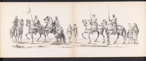 Maskerade av Leiden-studentene, 1865 (plate 14) Utkledd prosesjon holdt av medlemmene av Leiden studentkorps 6. juni 1865, for å feire 290-årsjubileet for Leidsche Hoogeschool, som viser: nederlendernes inntreden b.