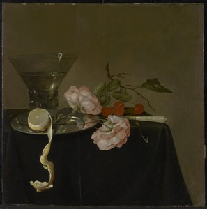 Stilleben med drikkeglass, frukt og roser, ca. 1632-34 av Jan Davidsz de Heem