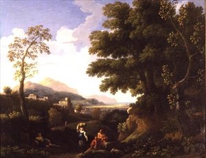 Klassisk landskap med figurer av Jan Frans van Bloemen