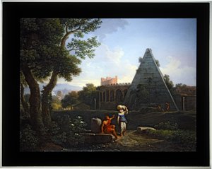 Satz von vier Capriccio; (3) Pyramide von Cestius von Jan Frans van (1662-1749) Bloemen