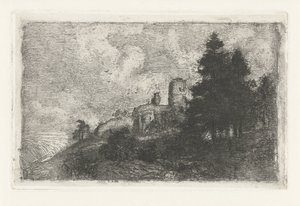 Kupert landskap med ruin av Jan Frederik van Deventer