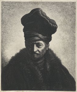 Byste av en mann med pelshatt Tronies etter Rembrandt (serietittel) av Jan Gillisz. van Vliet