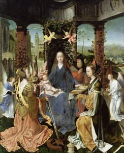 Madonna og barn med Maria Magdalena og St. Katarina av Jan Gossaert