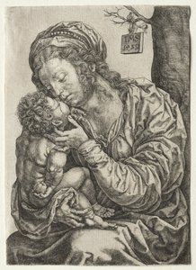 Jomfruen sitter ved foten av et tre av Jan Gossaert