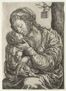 Jomfruen sitter ved foten av et tre, 1522. av Jan Gossaert