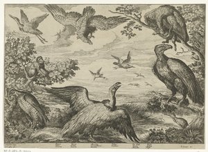 Verschillende vogels en een aap   1373410   no       norwegian Successfully Translated  Original: Christ crucified between the two thieves, the three Marys at the foot of the cross, 1612. Translat: Christ crucified between the two thieves, the three Marys 