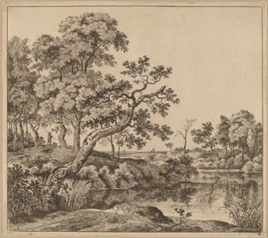 Landskap med et bøyende tre