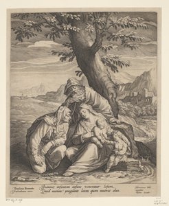 Hellig familie med Elizabeth og døperen Johannes av Jan Harmensz. Muller