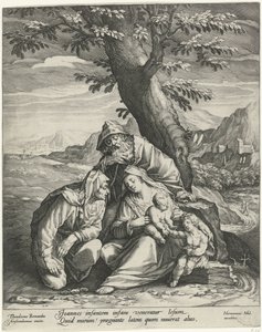 Hellig familie med Elizabeth og døperen Johannes av Jan Harmensz. Muller