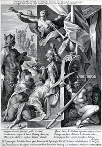 Mercury og Minerva bevæpner en helt med et okseskinn og en laurbærkrans, 1604