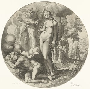 Skapelsens sjette dag: Menneskets skapelse Dies VI (tittel på objekt) Creation of the World (serietittel) av Jan Harmensz. Muller