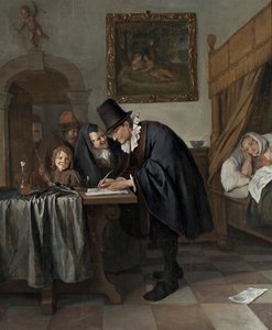 Legebesøk (Doktorbesøket), ca. 1665 (olje på tre)