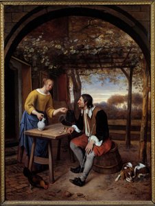 Resten av den reisende maleri av Jan Steen (1626-1679)