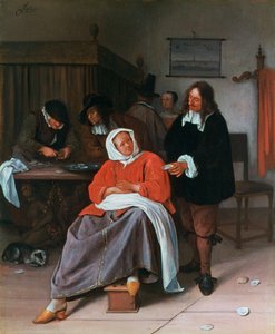 En mann som tilbyr en østers til en kvinne, c1660-1665 av Jan Havickszoon Steen