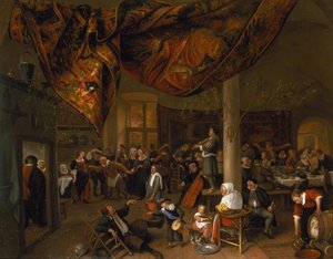 En landsbybryllupsfest med festlystne og en dansefest, 1671