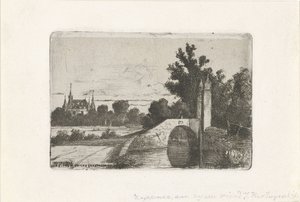 Landskap med steinbro og slott av Jan Heppener
