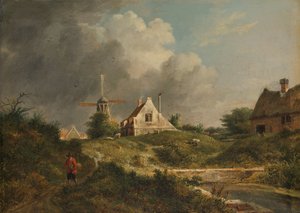 Utsikt over den falleferdige vollen i Amsterdam på bysiden mellom Muiderpoort og Weesperpoort