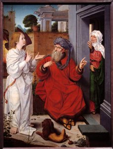 Abraham, Sarah og engelen maleri av Jan Provost (1465-1520)