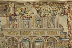 Detalj av palasset og musikerengel fra Vertumnus og Pomona, ca. 1630 av Jan II Raes