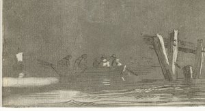 Robåt med figurer på en elv av Jan Izaak van Mansvelt
