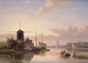 Sommerlandskap ved solnedgang, 1858