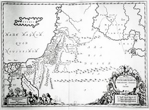 Kart over reisene til Abraham, Isak og Jakob, 1652