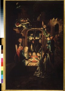""The Nativity"" (The Nativity of Christ (The Holy Night)) Maleri av Jan Joest (ca. 1460-1519) Pushkin-museet fra 1500-tallet, Moskva av Jan Joest van Kalkar