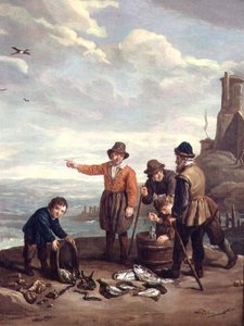 Fiskere på en strand av Jan Josef the Elder Horemans
