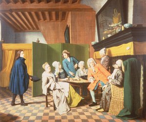 Legebesøk - Et nederlandsk ordtak: Legen inspiserer den generelle helsen til pasienten sin (en av et sett på fire)