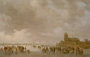 Et vinterlandskap med kunstløp på isen av Jan Josephsz van Goyen