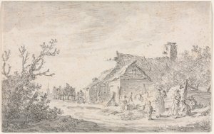 Landskap med hytte og figurer, 1653.