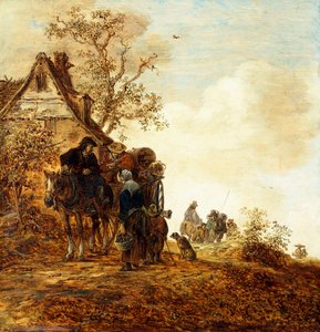 Bønder i en vogn ved en hytte Jan Josephsz, 1651 av Jan Josephsz van Goyen
