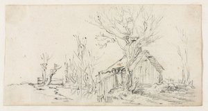Skisse av landskap med hytte, ca. 1630. av Jan Josephsz van Goyen