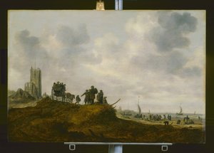 Den gamle kirke ved Egmond Aan Zee (olje på tre) av Jan Josephsz van Goyen