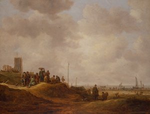 Utsikt over kysten av Egmond Aan Zee av Jan Josephsz van Goyen