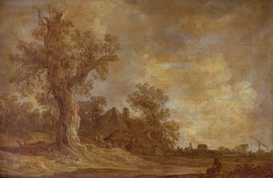 Skoglandskap med figurer og eiketre av Jan Josephsz van Goyen