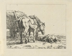 Hest og hund hos en høstmann