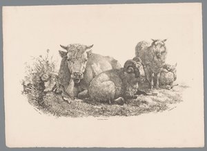 Ku, vær og to sauer Beesten Studien av J. Kobell etter Paul Potter Nr. 1 (serietittel) av Jan Kobell (III)