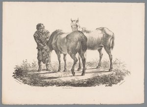 Mann og to hester Beesten Studien av J. Kobell etter Paul Potter Nr. 1 (serietittel) av Jan Kobell (III)