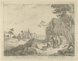 Landskap med reisende og gjetere av Jan Lauwryn Krafft (I)