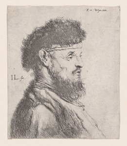 Byste av en mann med pelshatt, 1600-tallet. av Jan Lievens