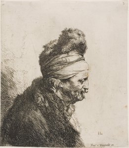 Byste av en orientalsk mann, vendt mot høyre av Jan Lievens